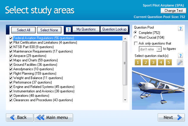 GroundSchool SPORTPILOT Chapter Selection