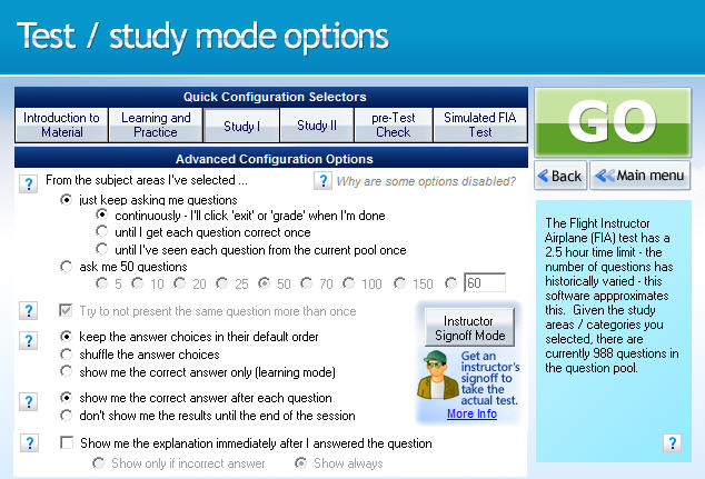 GroundSchool CFI Test and Study Options